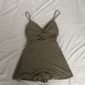 Olive green twist front cutout romper!